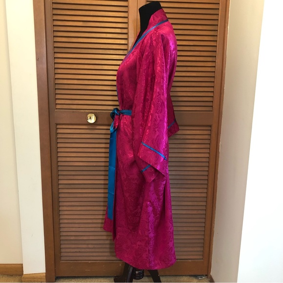 Vintage Victoria’s Secret pink and blue floral rose robe gold label One Size - Picture 3 of 10